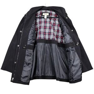 London Fog Womens Red Plaid QuiltedBlack Hooded Rain Jacket Coat Plus Sz XXL 90s